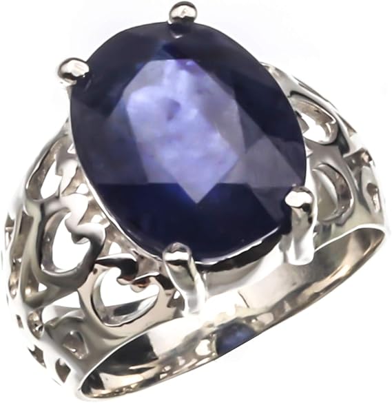 Arenaworld 5 Carat Natural Certified Blue Sapphire Gemstone 925 Sterling Silver Handmade Statement Ring for Men and Women/Vintage Ring