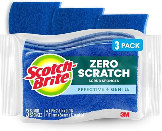Scotch-Brite Zero Scratch Scrub Sponge, 3 Pack