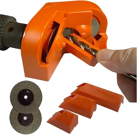 Ujicde Multipurpose Drill Bit Grinding Sharpener, Electric Drill Bit Sharpener for All Bits Portable Drill Grinder Grinding Tool for Hardened Steel Carbide Twist Cobalt (Color : Orange)