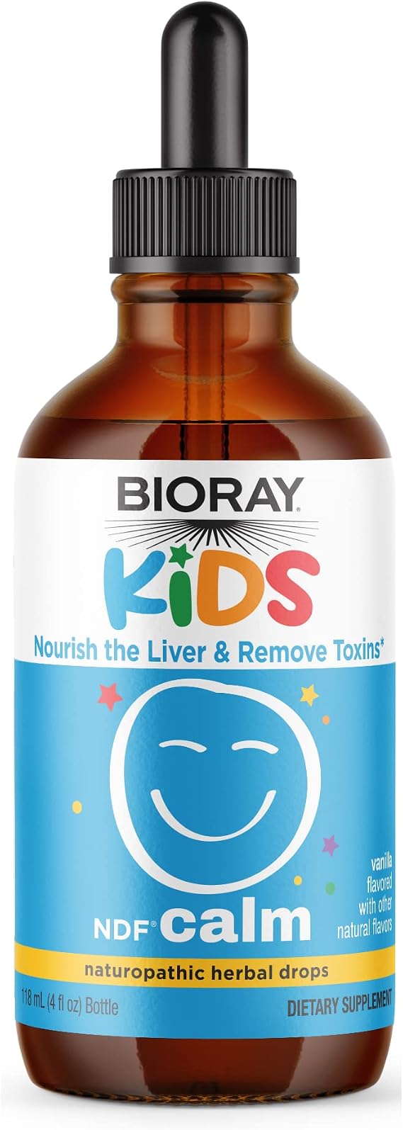 BIORAY Kids NDF Calm, Vanilla - 4 fl oz - Nourish the Liver & Remove Toxins - Non-GMO, Vegan, Gluten Free - 2-4 Month Supply