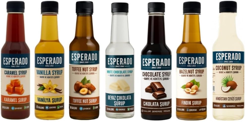 Esperado 7 Li Economic Coffee & Cocktail Syrup Set - Sugar Free - 7 Pieces X 250 ml