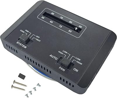 7330F3852 Thermostat Single Stage Heat and Cool Unit Control 12 VDC Replacement for 7330F3852 Cole-Man RV Air Conditioners Mach Series Efficient Temperature Regulation Black