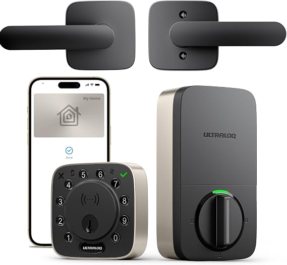 ULTRALOQ Bolt NFC Smart Lock + Door Lever, Built in Wi-Fi Deadbolt with Apple Home Key and Android NFC, Tap to Unlock, BHMA Cert.
