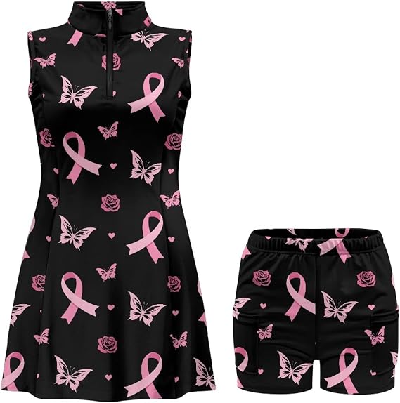Tennis Dresses for Women Golf Outfits with Built in Shorts Sleeveless Quick Dry Workout Athletic Dress with Pockets
