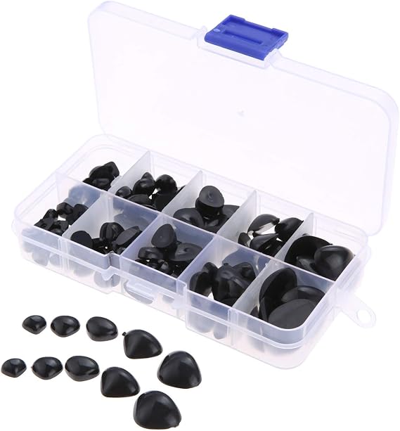Yetaha 150PCS Plastic Nose, 5 Sizes Craft Triangle Nose for Stuffed Animals Doll Animal Plush Toys Bear Dog Puppet DIY Making, Black | Black Craft Triangle Noses, Versatile Supply for Stuffed Toys and Handmade Dolls