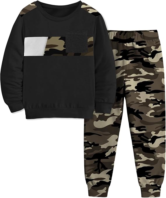 Boys Clothes Long Sleeve T-shirt and Camouflage Pants 2PC Fall Winter Outfits Kids Clothes Boys for 6-16 Years