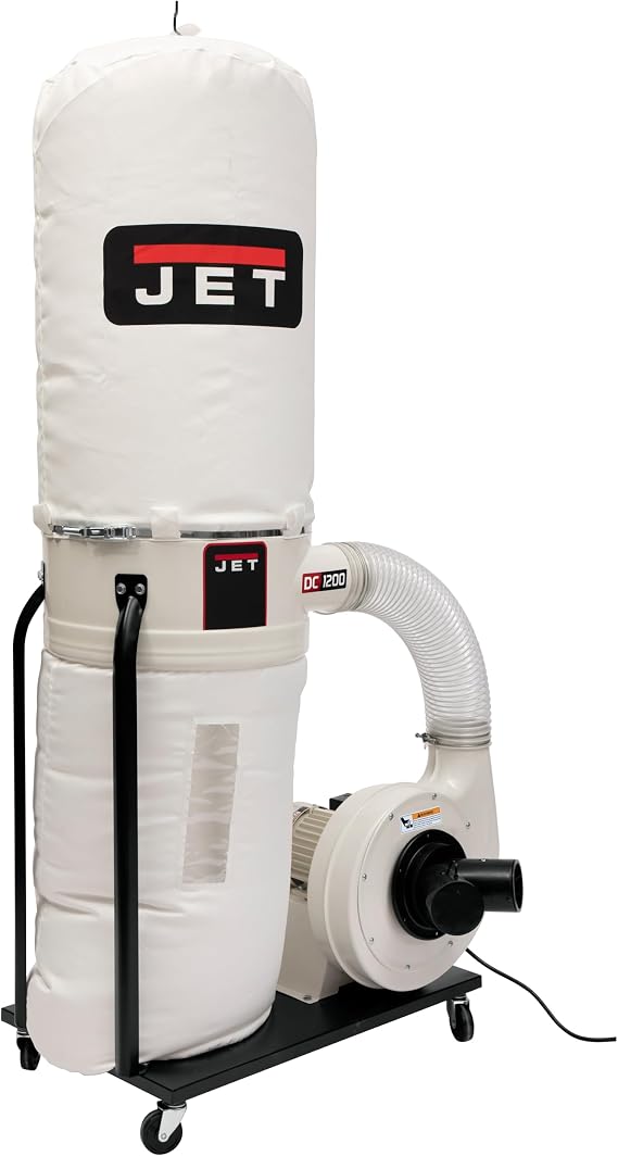 JET Vortex Cone Dust Collector, 30-Micron Bag Filter, 2 HP, 230V 1Ph (Model DC-1200VX-BK1)