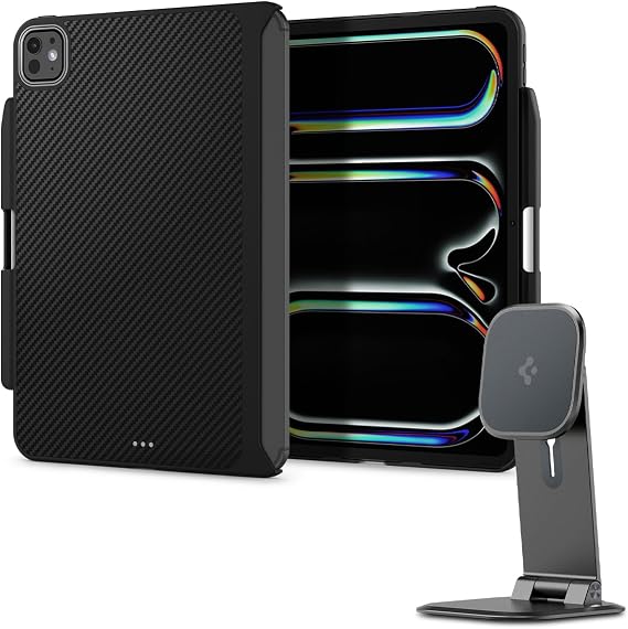 Spigen iPad Pro 11" Enzo Aramid Black & One Tap Easel Stand Space Gray