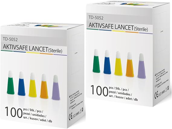 AKTIVSAFE Safety Lancets, Box of 100, Pack of 2 (21G, 2.2mm)