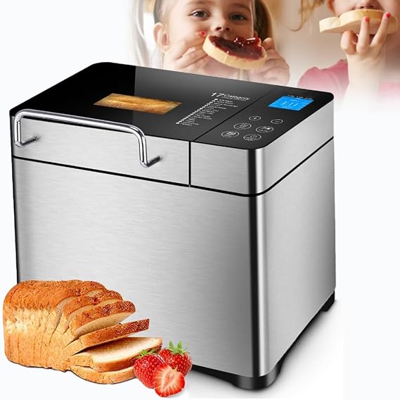 Bread Maker, 17 in 1 Fully Automatic Bread Maker, Digital Touch Panel 2LB Stainless Steel Bread Machine, 15 H Timer,1 H Keep Warm