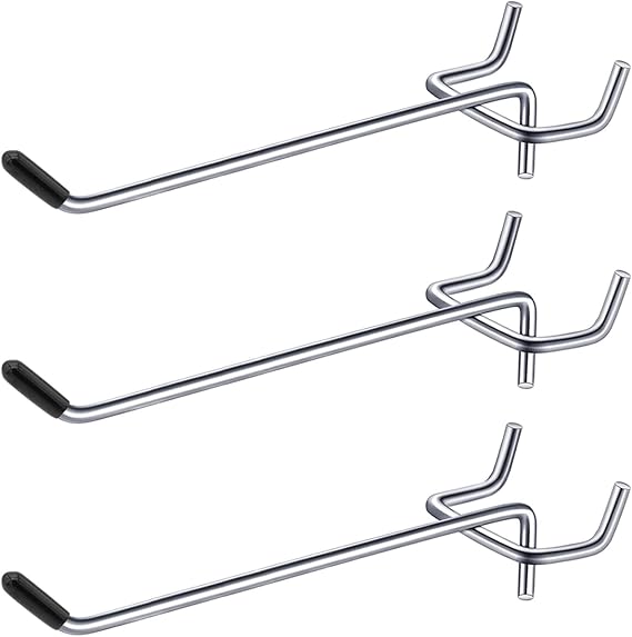 LhyBtm 6 Inch 20 Pack Pegboard Hooks Sturdy Shelving Fit 1mm/0.04inch Thick Peg Board for Tool Accessories Organizer Workbench Garage Storage Kitchen with Rubber Tipped 50Pcs