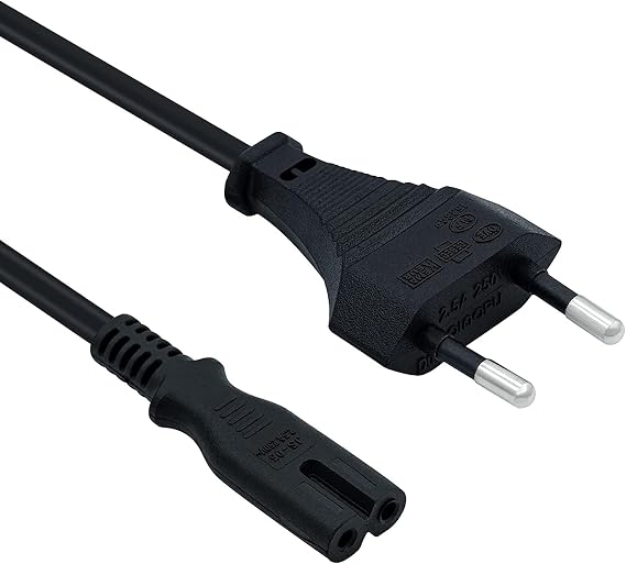 Orret Home PS3 / PS4 / PS5 / XBox Series SX Compatible Power Cable 1.5 Meters 2Pin Power Cable Projection - Monitor - Tv Universal 2Pin Power Cable Tape Plug (1)