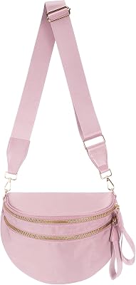 Pure Colour Crossbody Bag Bum Bag for Women,Spacious Purse Fanny Packs Belt Bag,Oversized Bum Bag Colour Bum Bag-Pink