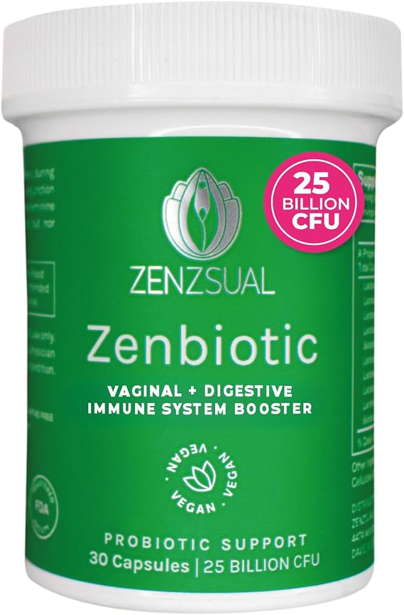 ZENZSUAL Zenbiotic Probiotics Support for Women 25 Billion CFU, Vaginal Health & pH Balance Support, Odor & Yeast Control, Gut & Digestive Health, Urinary Comfort, Hormone Balance, 30 Vegan Capsules