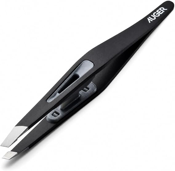 Kai Corporation KAI AUGER Hair Tweezer, "Grips Without Slipping! Patented design prevents slipping from sideways, angled eyebrows, loose hair, tweezers for men