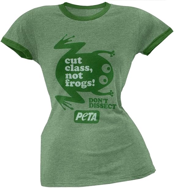 PETA - Cut Class Soft Juniors Ringer T-Shirt - Medium Green