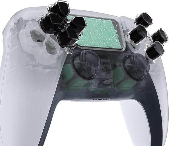 eXtremeRate Two-Tone Black & Clear Custom Dpad Action Buttons Replacement No Letter Imprint D-pad Face Buttons Compatible with ps5 Controller