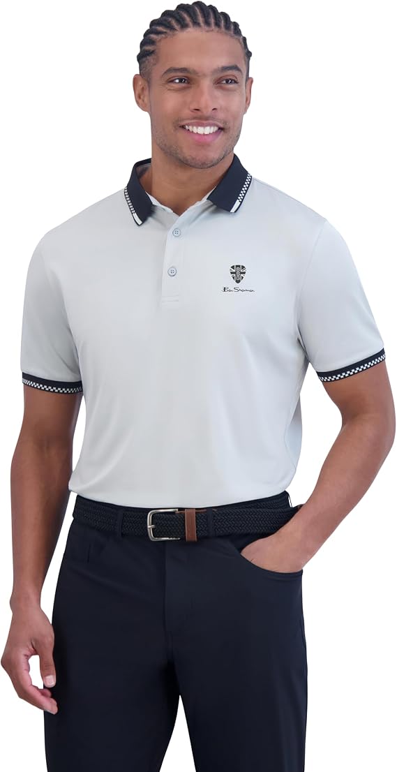 Ben Sherman Men's Golf Shirts Athletic Fit, UPF+, Moisture-Wicking, Odor Resistant, Casual Polo Shirt