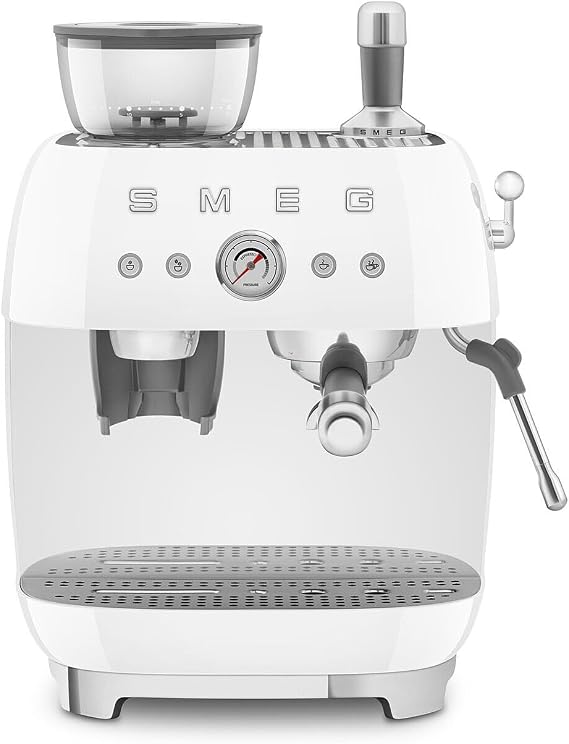 Smeg EGF03WHEU Espresso Makinesi, Tam Otomatik Kahve Makinesi, 50s Stil, Beyaz