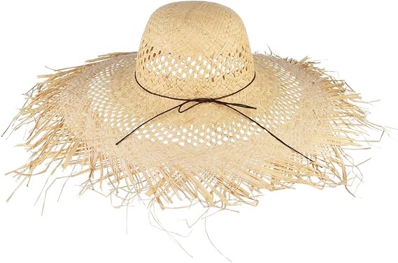 GEMVIE Straw Sun Hat Large Brim Sun Protect Raffia Summer Beach Hat Adjustable