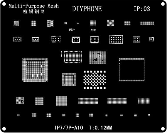 Black Multi-purpose BGA Reballing Stencils, Solder Steel Mesh Tin Planting Template, Template Mesh Directly Heat Kit Phone Rework Net for iPhone 6-15 Series CPU Repair Tools (XS-XS MAX-XR)