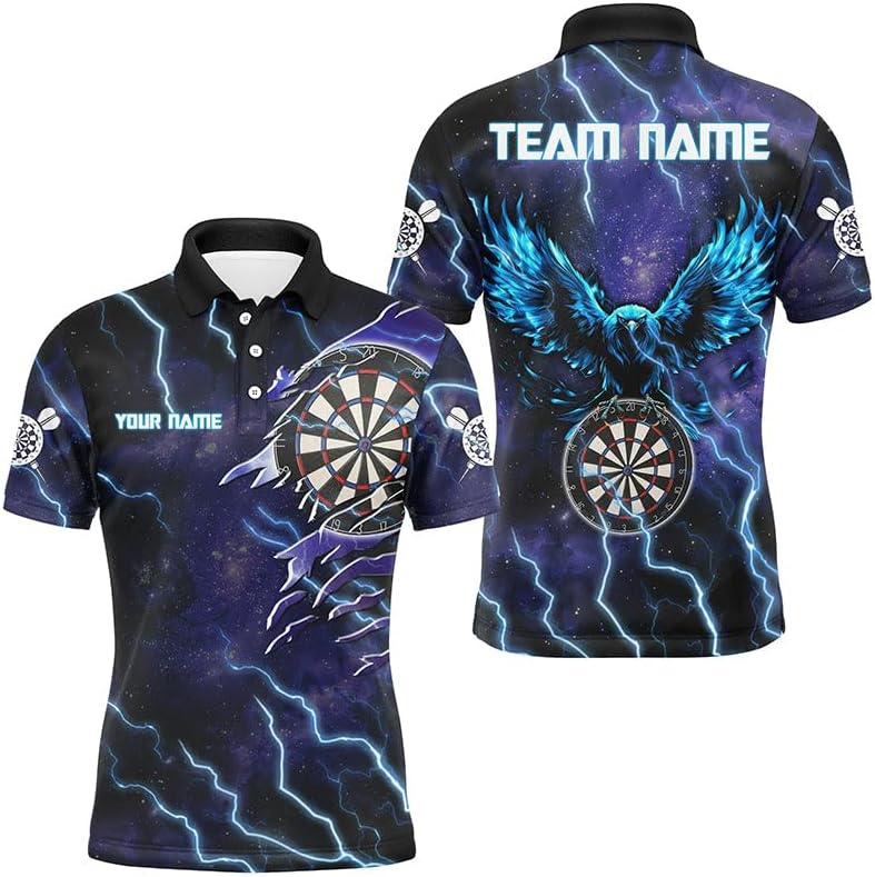 Pesonalized Dart Shirts for Men, Dart Shirts, Black and Green Fire Darts Shirts, Custom Jersey, Player