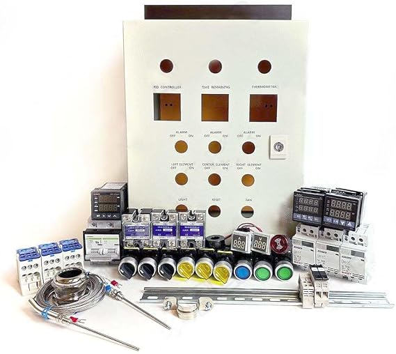 Powder Coating Oven Controller Kit w/Light and Fan Control, 240V 75A 18000W (KIT-PCO504) (DIY Kit + Wiring Kit)