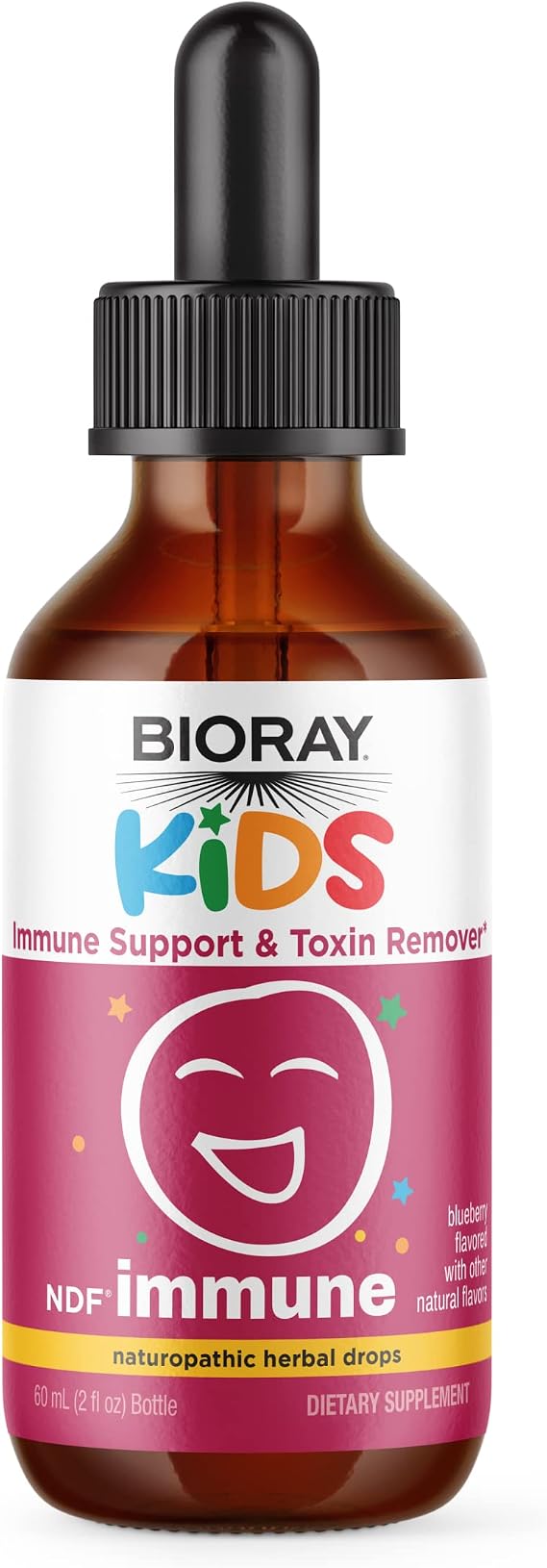 BIORAY Kids NDF Immune, Blueberry - 2 fl oz - Immune Support & Toxin Remover - Non-GMO, Vegan, Gluten Free - Approx. 30 Servings