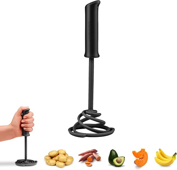 Dreamfarm Smood Lite Ergonomic Spring Coil Potato Masher | Traps and smashes vegetables and fruits, soft multi-position grip, non-scratch Nylon head