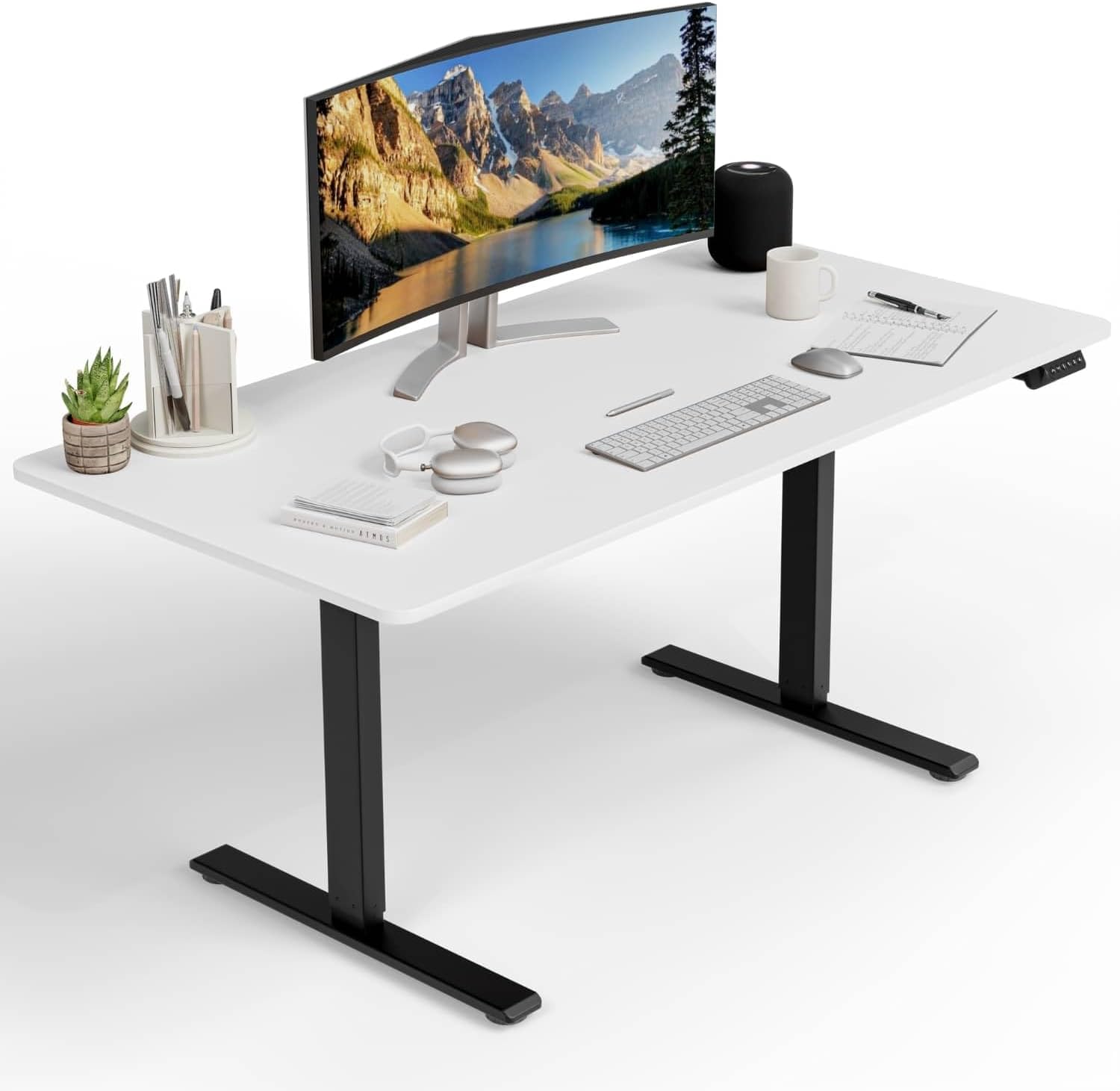 Uprise Height Adjustable Table | Dual Motor | Strong-Balanced-Stable White 160x80 cm
