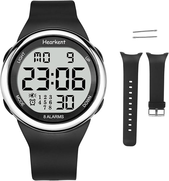 Hearkent 8 Vibrating Alarm Watch Medication Reminder for Elderly 2105-8A-SIL & Compatible Watch Strap