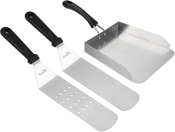 Stanbroil 3-Piece Griddle Tool Set with Food Mover & 2 Grill Spatulas