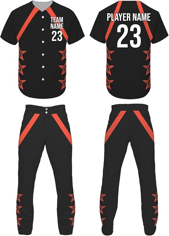 Custom Mega Star Baseball Uniform, Personalized Short Sleeve & Sleeveless Uniform with Name/Number