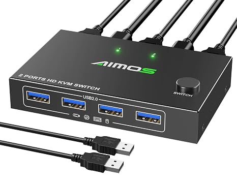 MLEEDA HDMI KVM Switch 1 Monitors 2 Computers 4K@60Hz,USB KVM Switches for 2 Desktops or Laptops Sharing Single Monitor and Keyboard Mouse Printer,Plug and Play,2 USB Cables Included