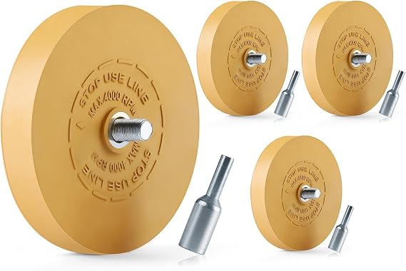 4 PCS Decal Remover Eraser Wheel Adhesive Remover for Cars | Rubber Eraser Wheel Tool for Cars, RV, Motorcycles Remove Stripes Vinyl Tapes And Graphics