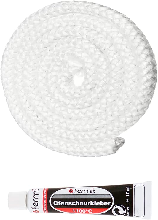 Ithal Yanmaz Beyaz Soba Şömine Fitili 10 mm X 2.5m Fermit Yapıştırıcı 17 ml