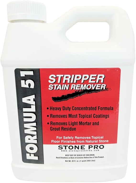 Stone Pro Formula 51 Stripper Stain Remover Concentrate Heavy Duty Wax Stripper - 1 Quart