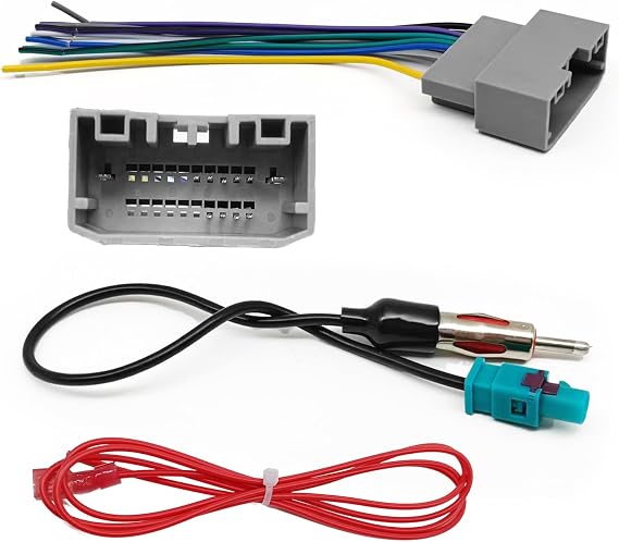 Car Stereo Wiring Harness Radio Wire with Antenna Adapter Connector Compatible with 2006-2016 Dodge, 2008-2016 Jeep, 2004-2016 Chrysler