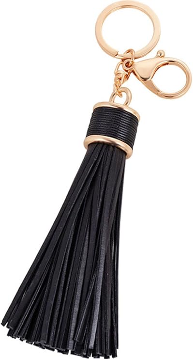 Women Leather Tassels Keychain Car Circle Key Rings Gift Bag Hanging Buckle