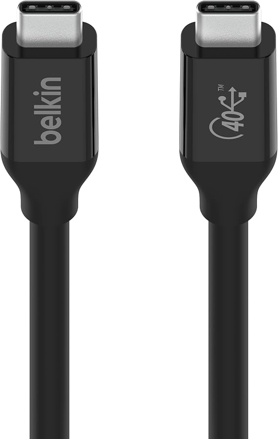 Belkin USB C Cable, USB 4, 100W, 40Gbps, High Speed Data Transfer, 8K Compatible, Compatible with iPhone 15, MacBook, iPad Pro, iMac, Windows, USB-IF Certified, 0.8M, Black, INZ001qc0.8MBK
