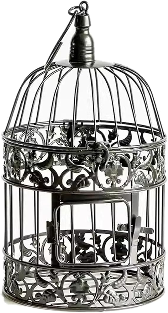 Flight Cage Fashion Wedding Birdcage Iron Home Decoration Square Bird Cage Custom Decorative Cage Black White Bird Cage (Size : L)