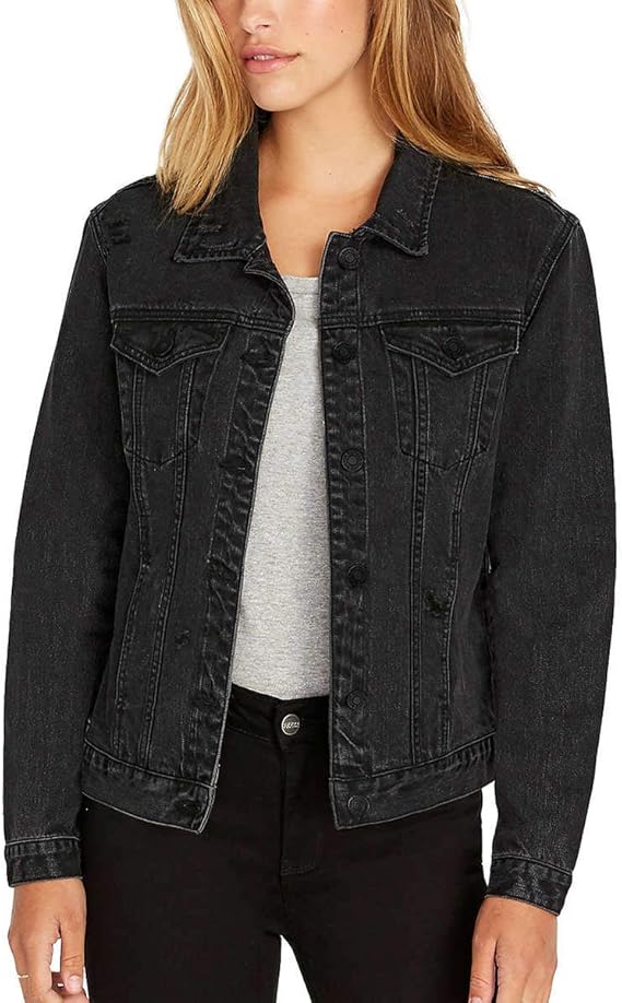 Buffalo David Bitton Womens Rigid Denim Jacket (Grey Moon Wash, X-Small)