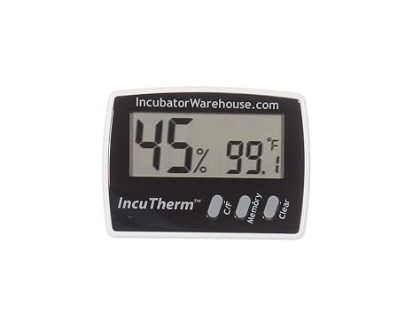 IncuTherm Digital Display Thermometer and Hygrometer for Egg Incubator