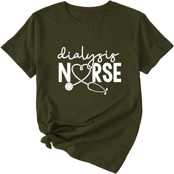 Dialysis Nurse T-Shirt Women Funny Stethoscope Graphic Kidney Dialysis Tech Nursing Life Short Sleeve Tops