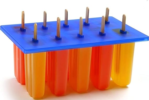 Norpro 423 Frozen Ice Pop Maker with 24 Wooden Sticks, White/Blue, 4x9x5.5 inches
