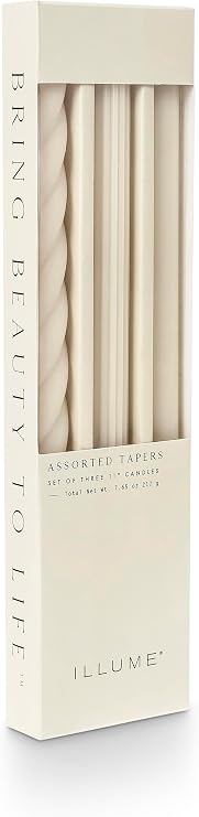 Illume Beautifully Done Unscented Assorted Candle Tapers 3-Pack, Driftwood