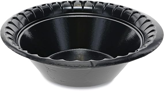 Pactiv Evergreen Placesetter Deluxe Laminated Foam Dinnerware, Bowl, 12 oz, 6" dia, Black, 1,000/Carton