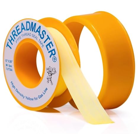 TAPEWELL Yellow Gas Pipe Thread Sealant Tape - 1/2" Width, Pack of 1 | 260" Length, Yellow Thread Seal Tape for Propane, Natural Gas, and More