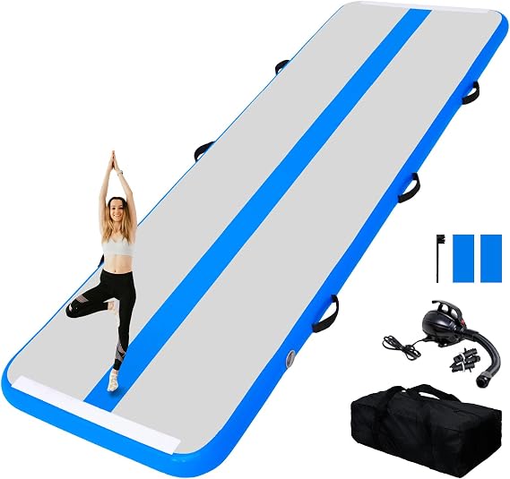 Tuxedo Sailor Inflatable Gymnastics Tumbling Mat Tumble Track Thickness Floor Mat With Electric Air Pump for Gymnastics/Training/Home/Cheerleading/Water/Gym/Yoga