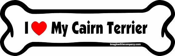 Imagine This Company I Love My Breed Bone Shaped Pet Magnet; Removable Magnets for Cars, Fridges, Lockers & More, Stylish Pet Inspired Car Accessories, 2 x 7 inches, White/Black, Cairn Terrier